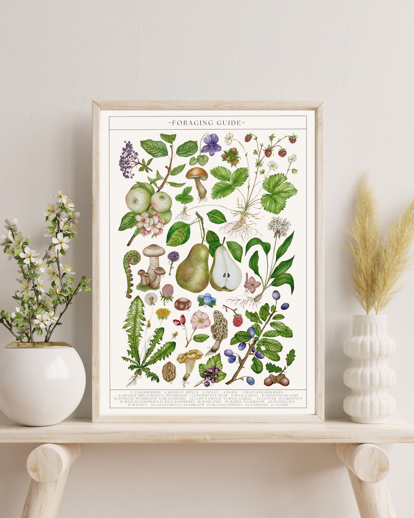 Botanical Foraging Guide Watercolour Art Print