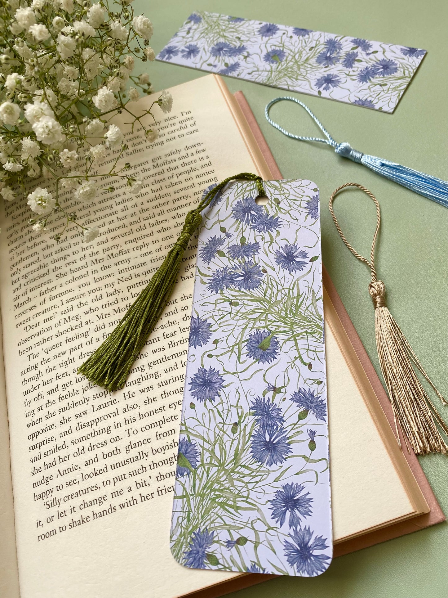 Botanical Cornflower Watercolour Bookmark