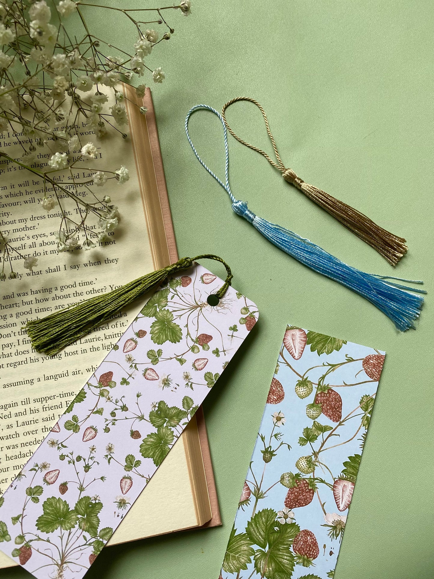 Botanical Strawberry Watercolour Bookmark