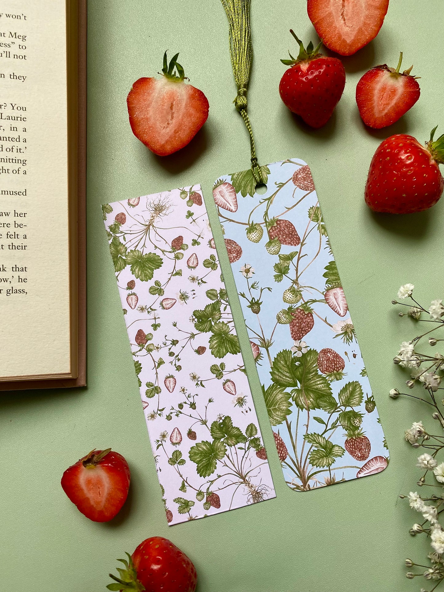 Botanical Strawberry Watercolour Bookmark