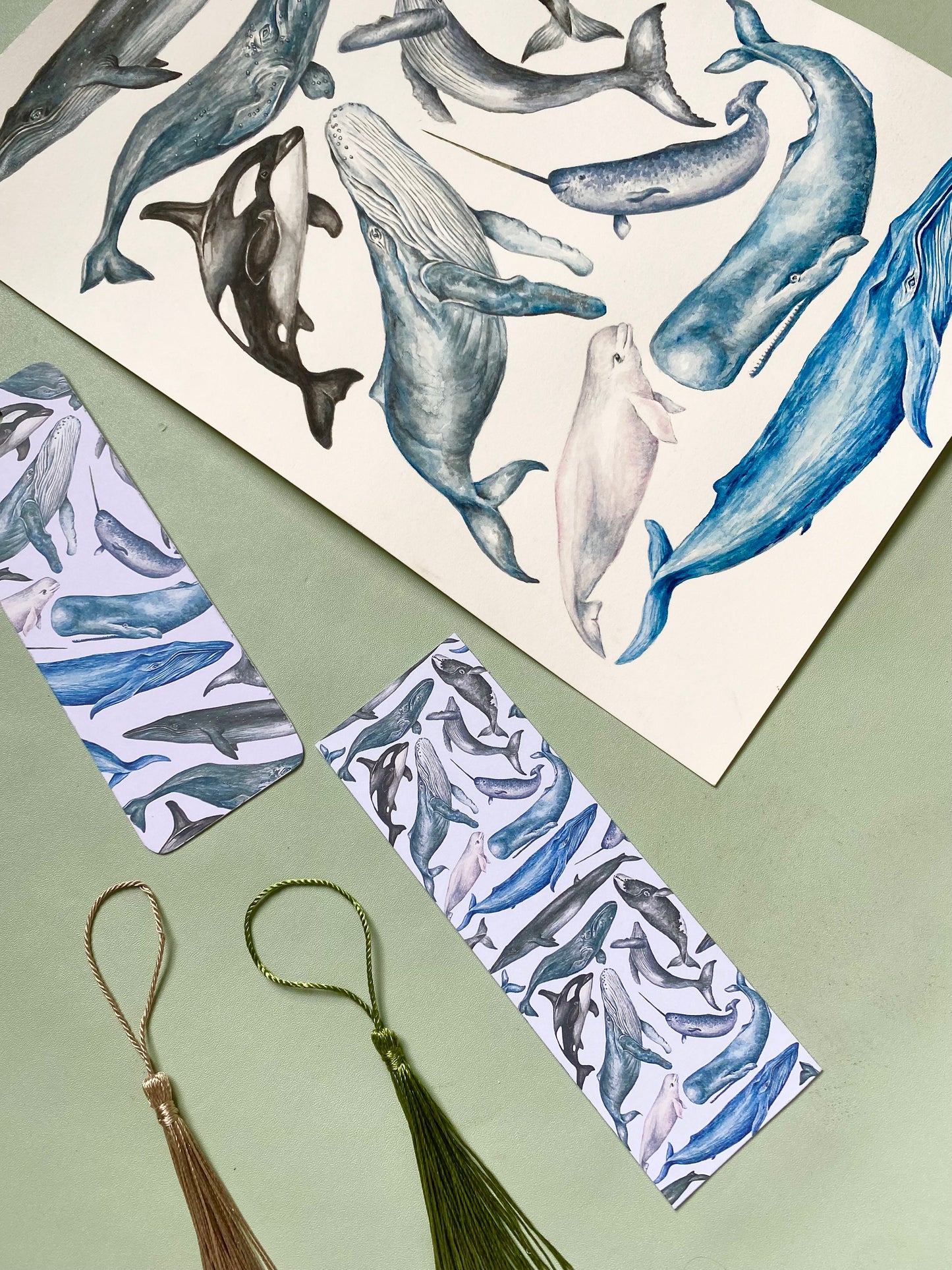 Whales Watercolour Bookmark