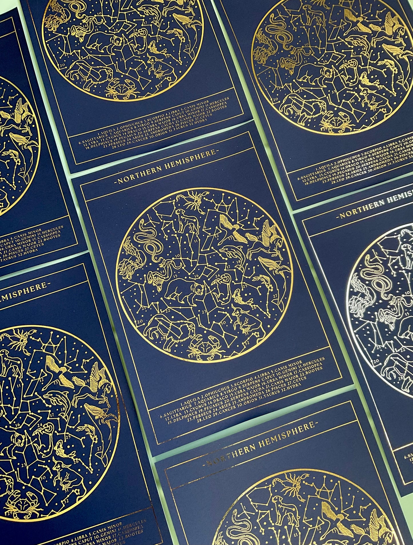 Northern Hemisphere Gold Foil Print, Constellations Star Map Planisphere Wall Art