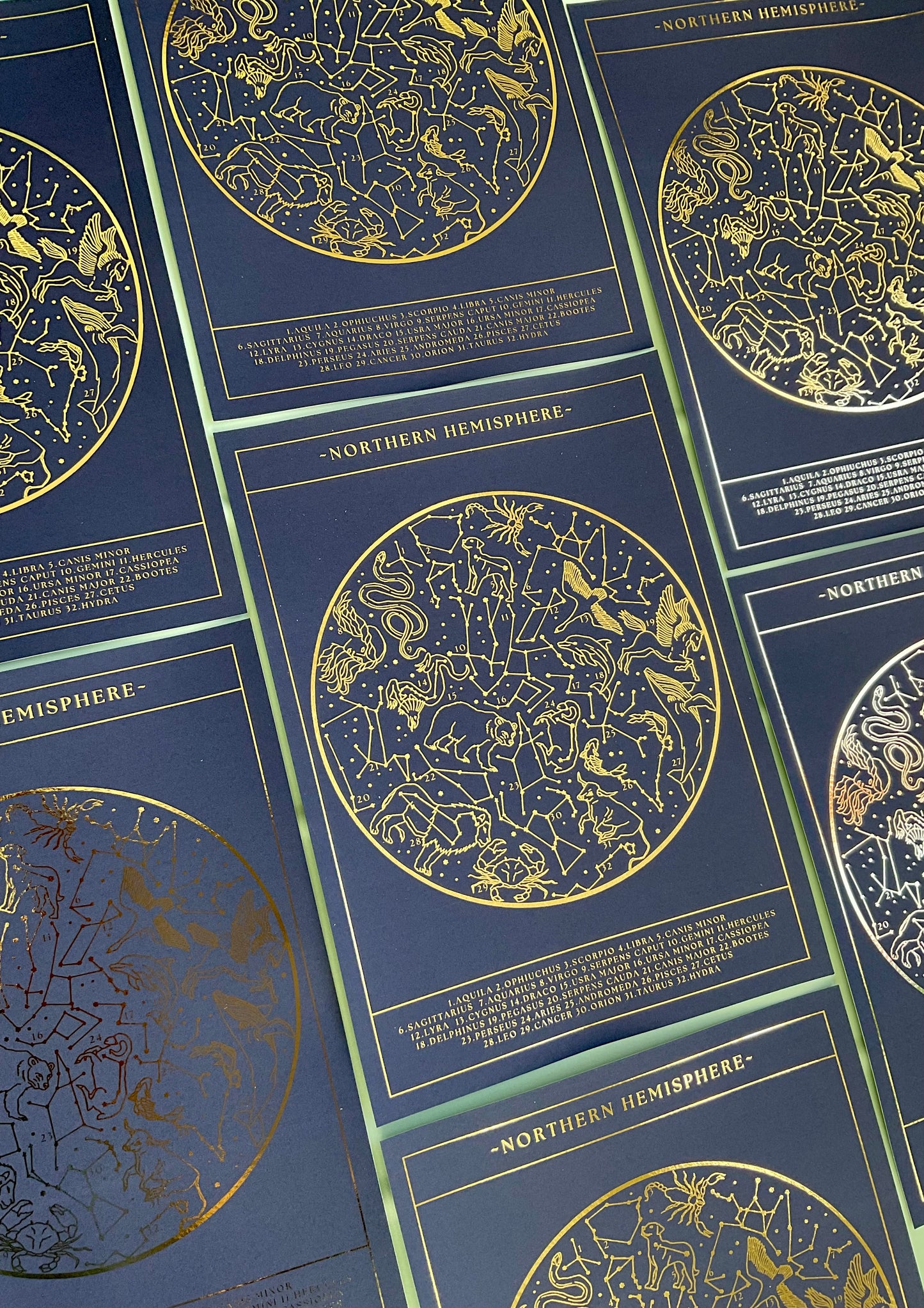 Northern Hemisphere Gold Foil Print, Constellations Star Map Planisphere Wall Art