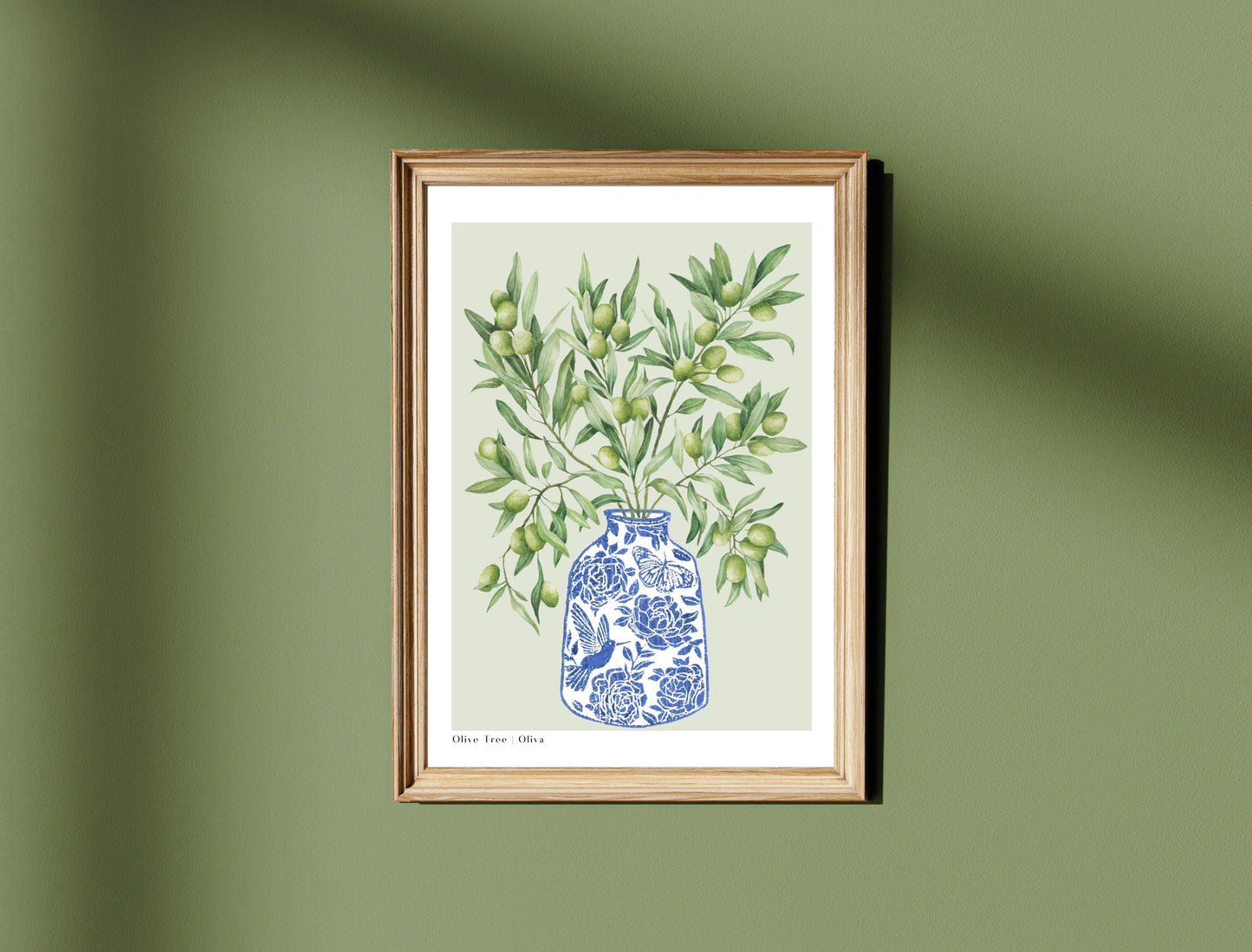 Botanical Olive Tree Branch Vase Watercolour Art Print