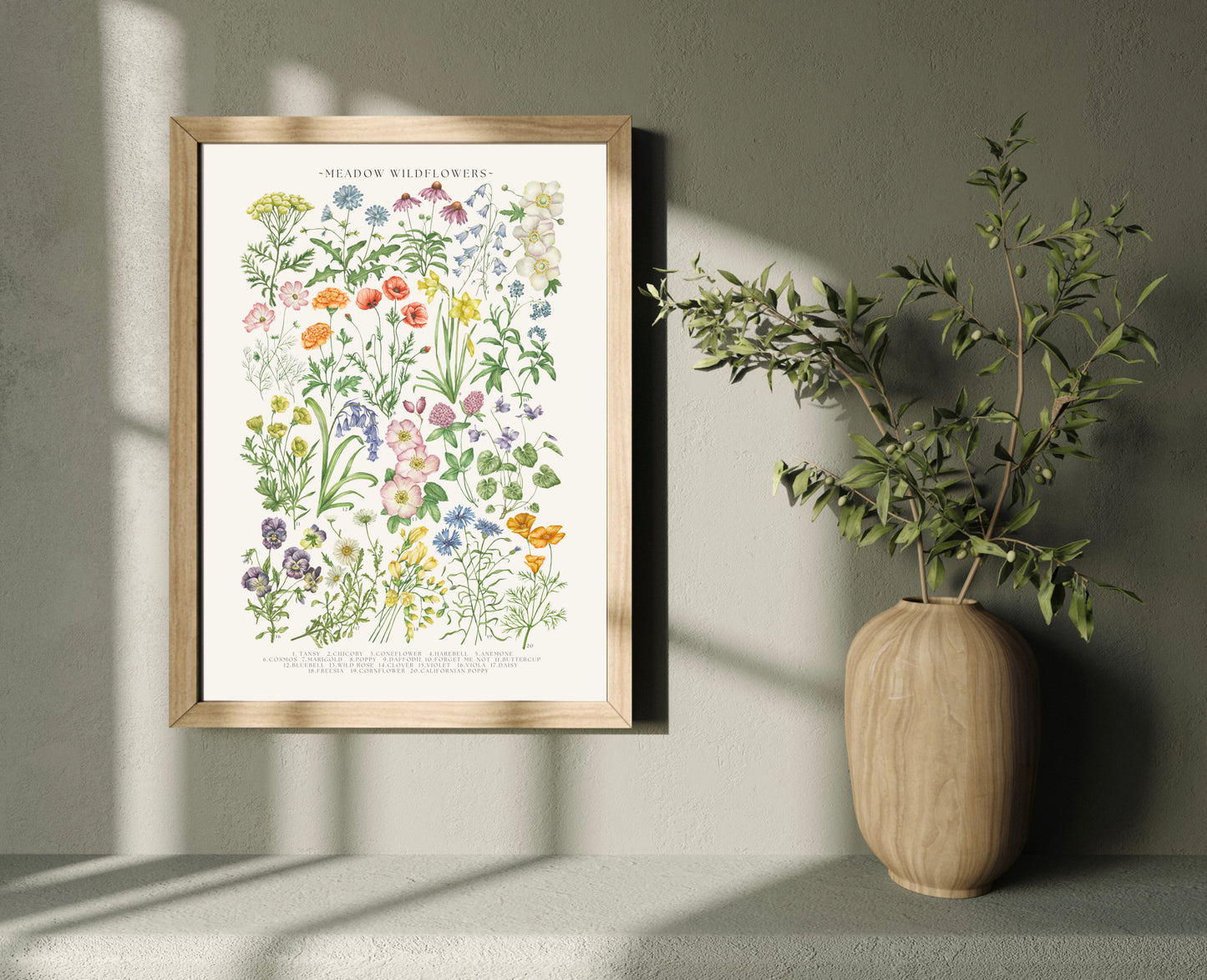 Botanical Meadow Wildflowers Watercolour Art Print