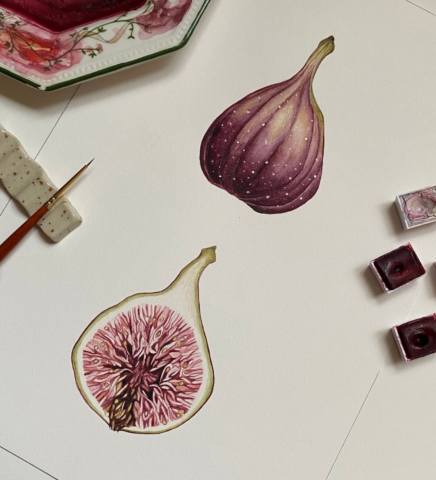 Botanical Figs Watercolour Wall Art Print