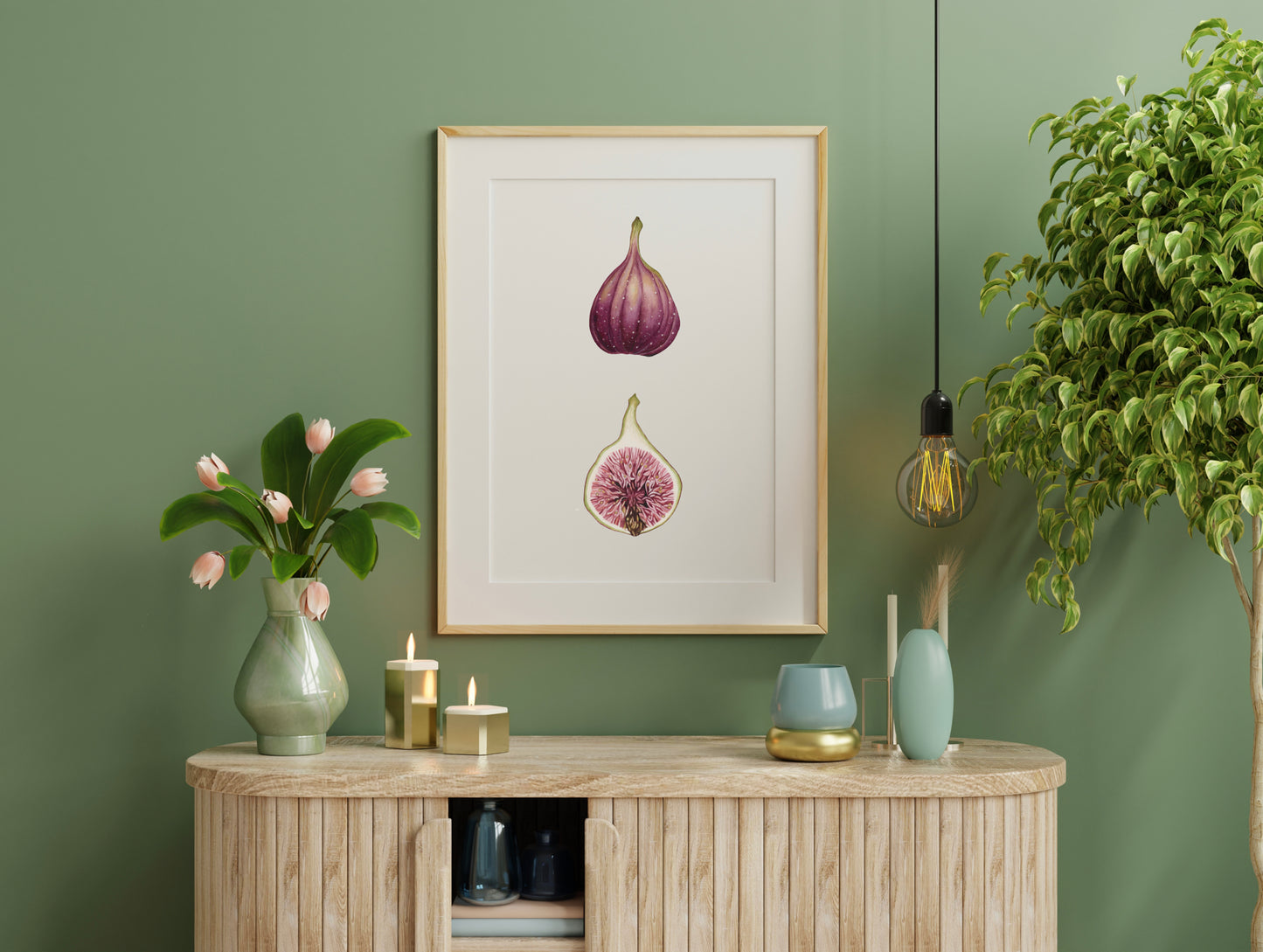 Botanical Figs Watercolour Wall Art Print