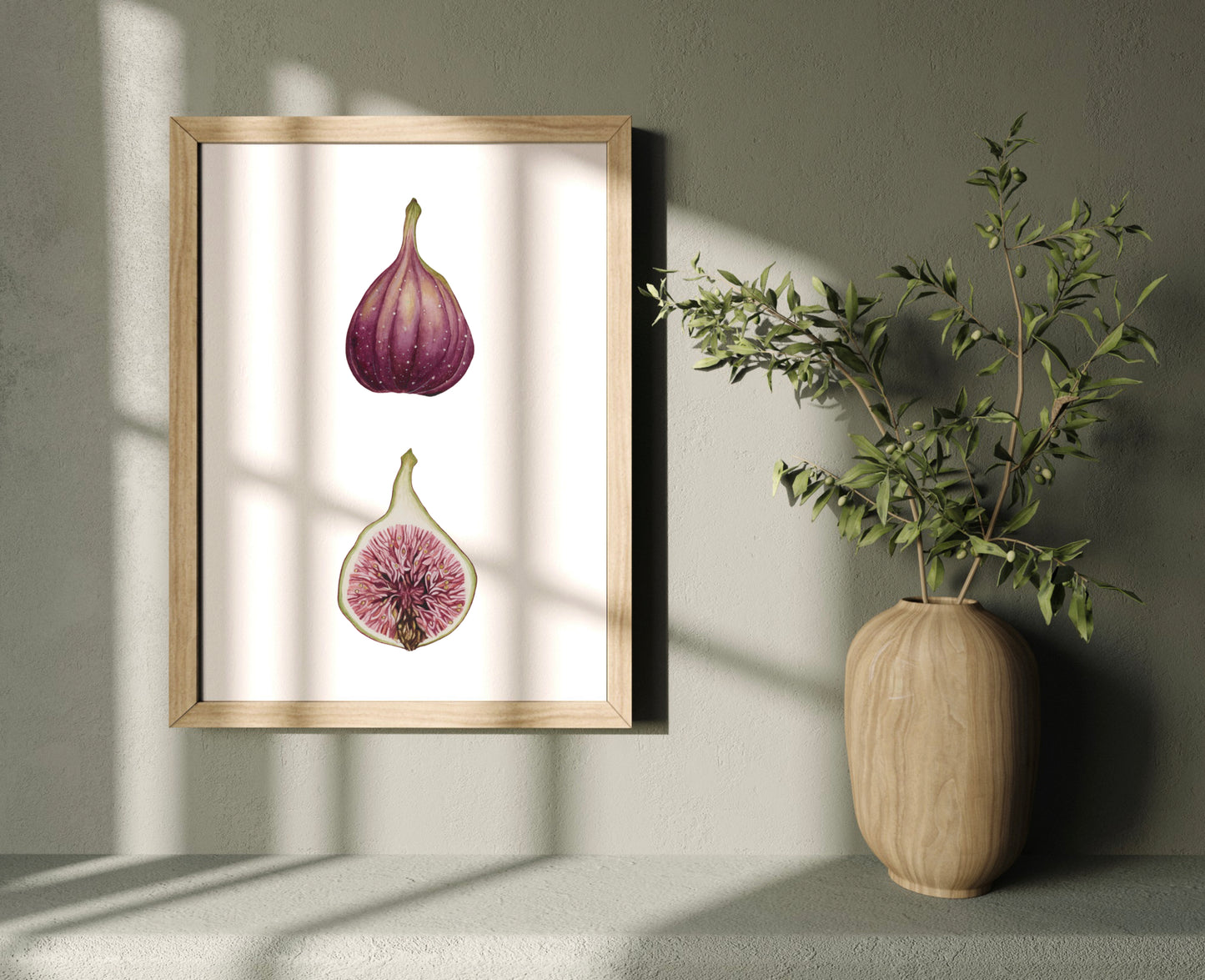 Botanical Figs Watercolour Wall Art Print