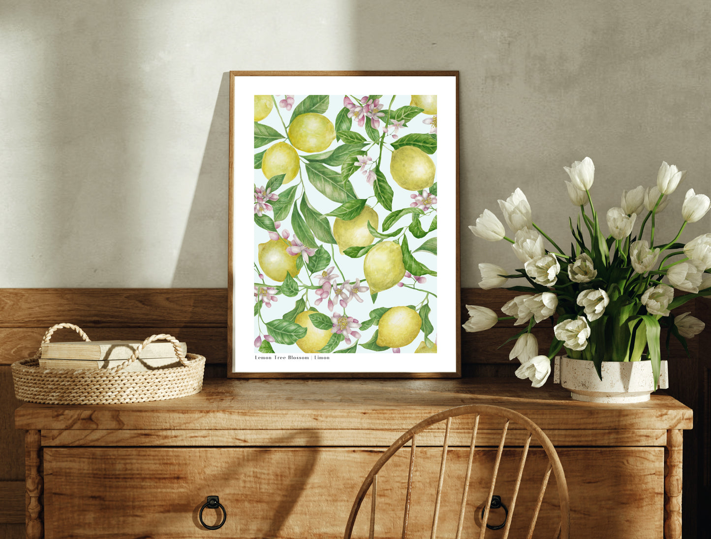 Botanical Lemon Tree Blossom Watercolour Wall Art Print