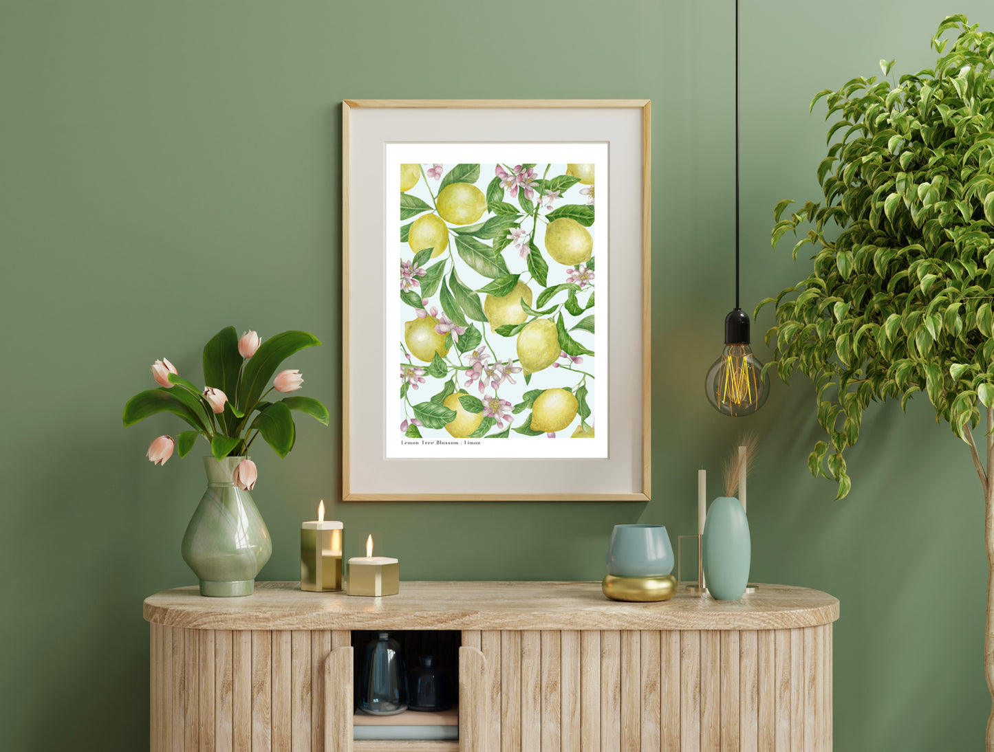Botanical Lemon Tree Blossom Watercolour Wall Art Print