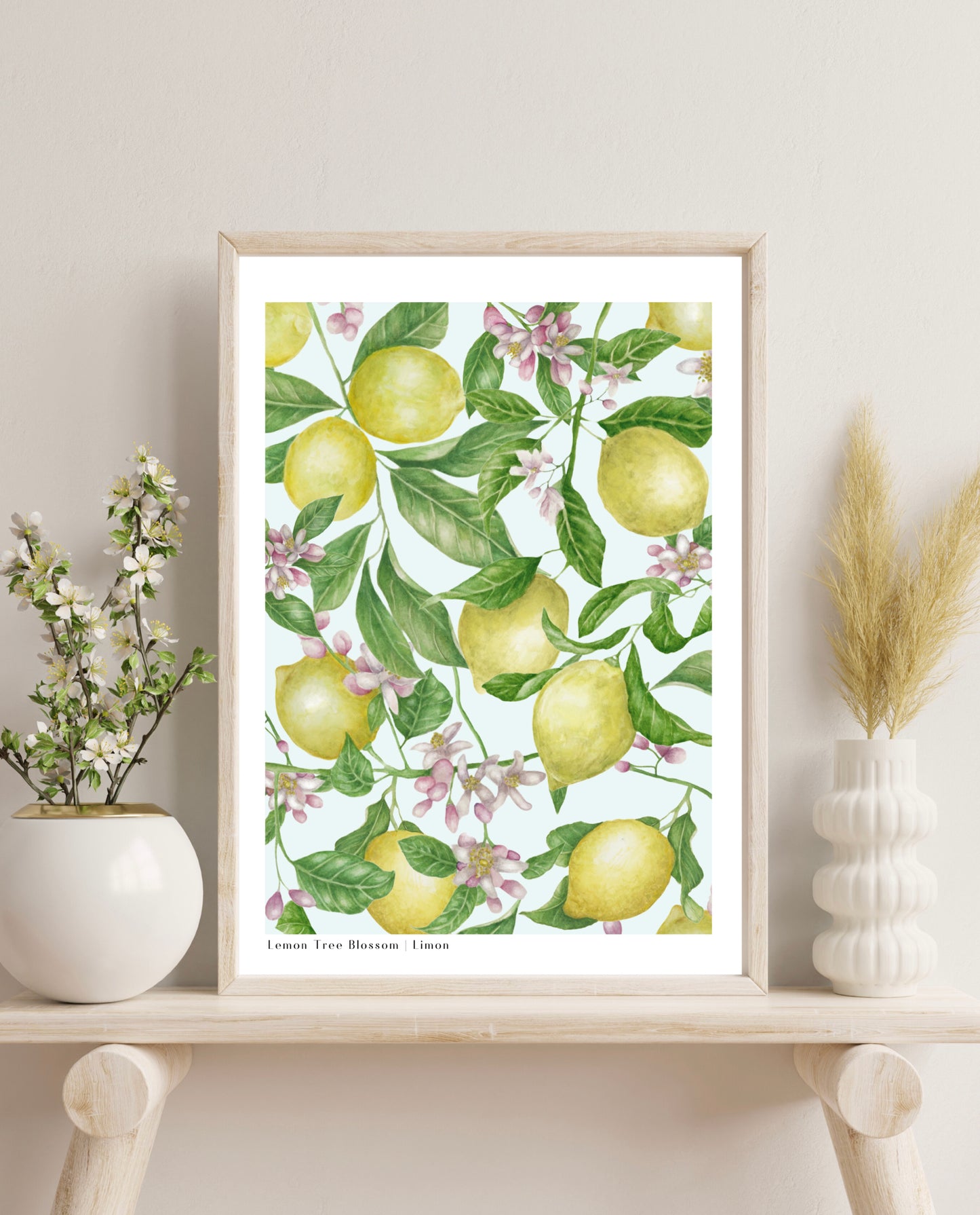Botanical Lemon Tree Blossom Watercolour Wall Art Print