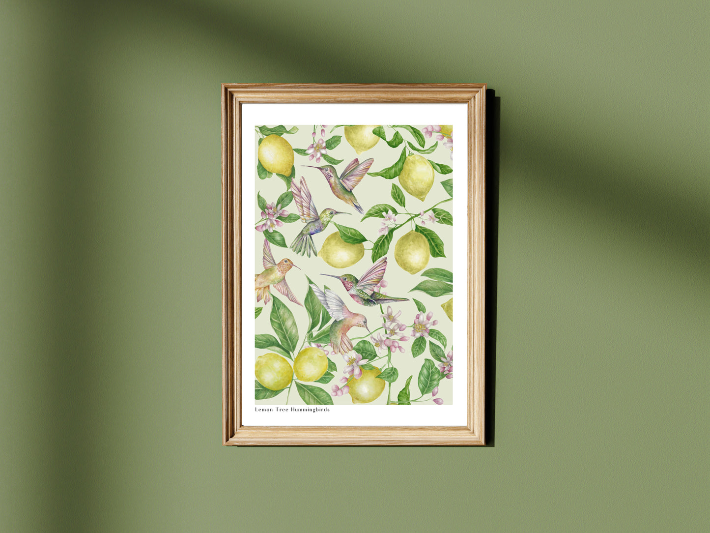 Lemon Tree Hummingbirds Botanical Watercolour Wall Art Print
