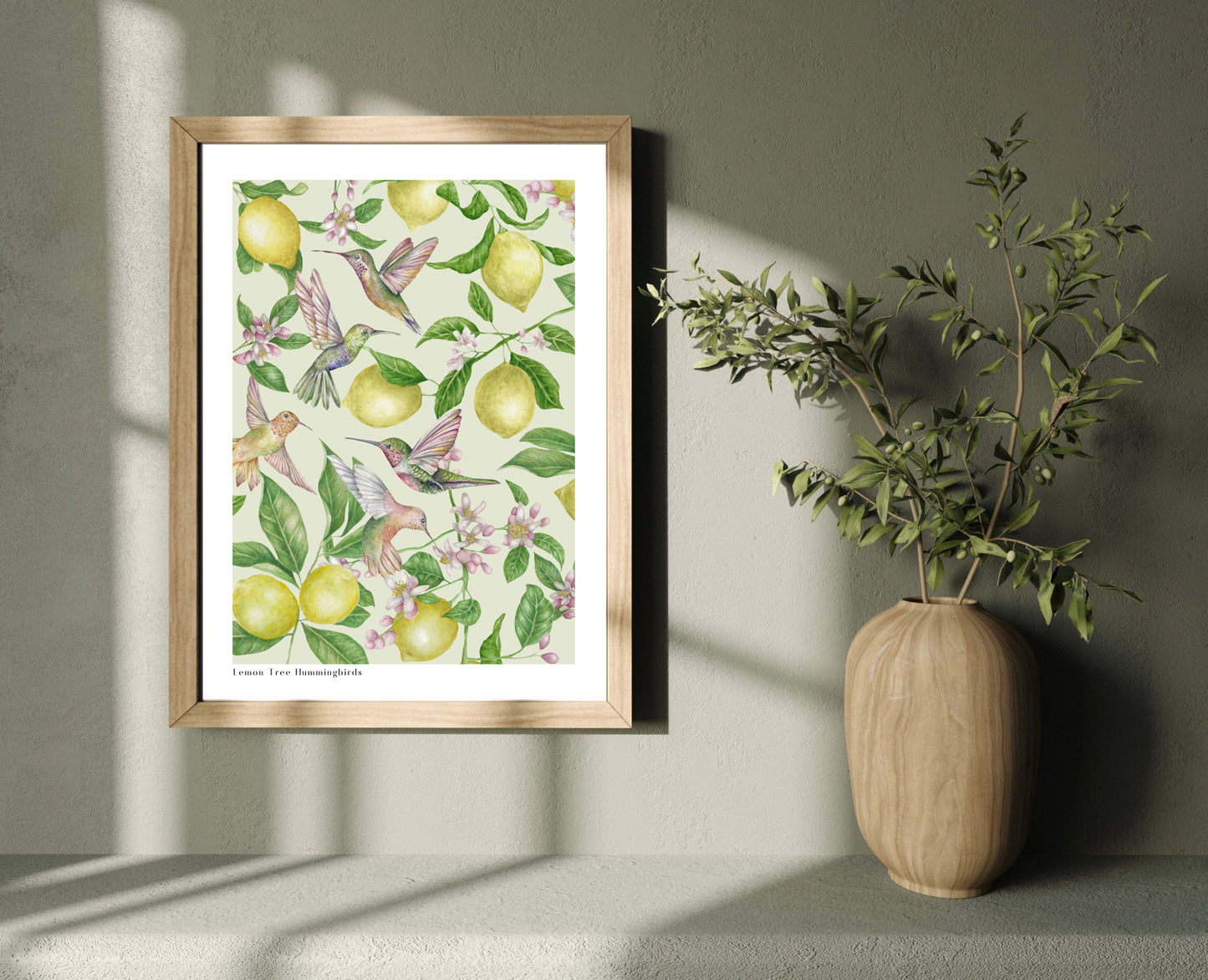 Lemon Tree Hummingbirds Botanical Watercolour Wall Art Print