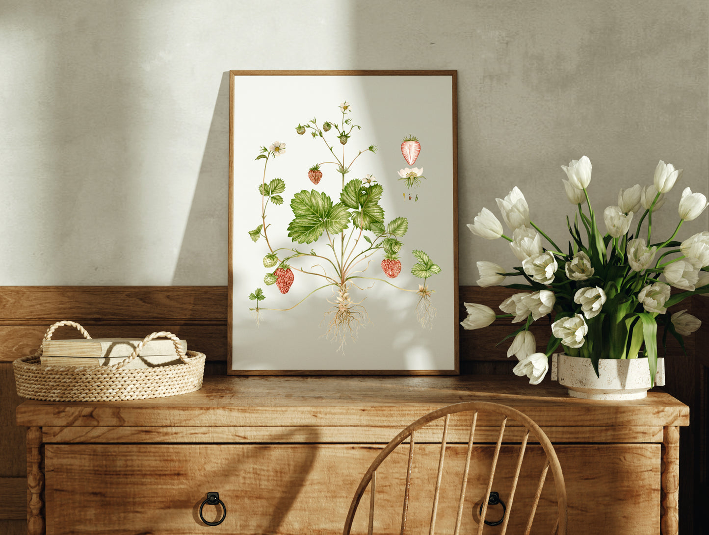 Botanical Strawberries Watercolour Wall Art Print