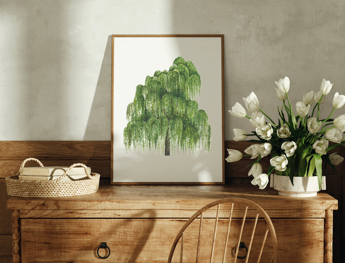 Botanical Willow Tree Watercolour Wall Art Print