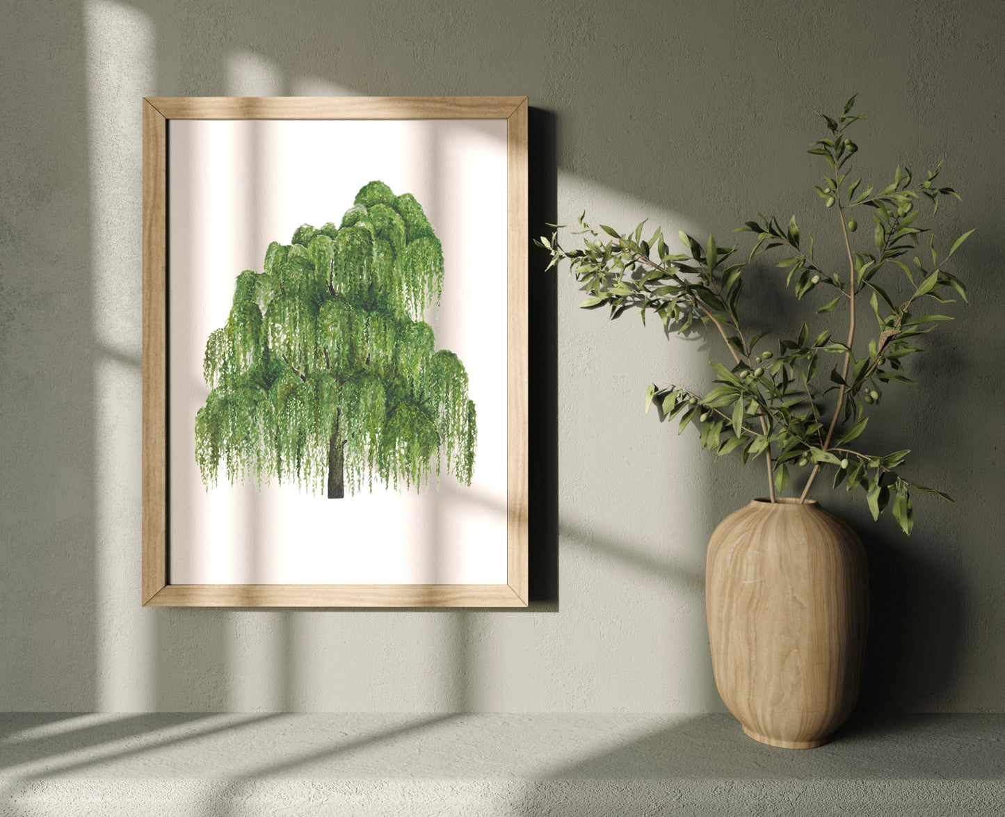 Botanical Willow Tree Watercolour Wall Art Print