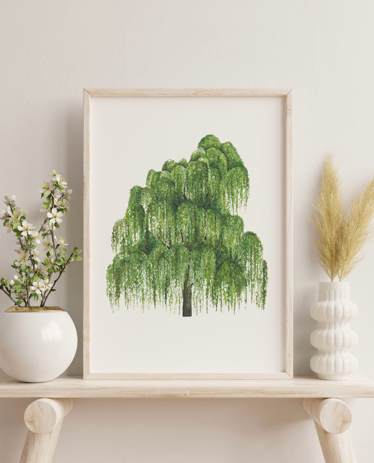 Botanical Willow Tree Watercolour Wall Art Print