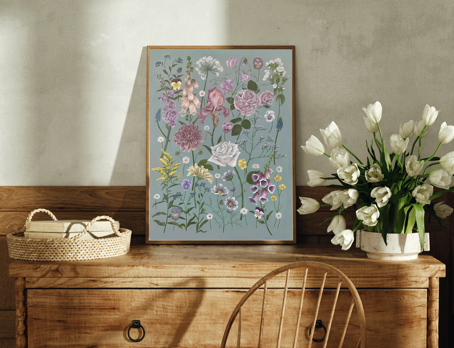 Botanical Spring Flowers Oil Painting Print