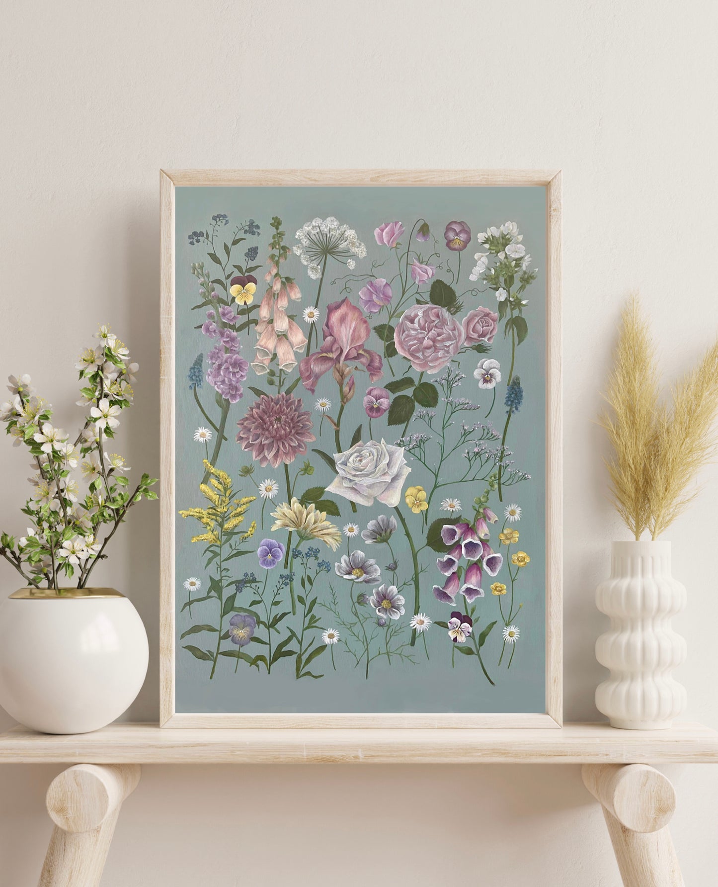 Botanical Spring Flowers Oil Painting Print