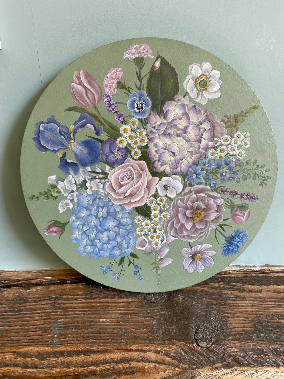 Botanical Hydrangea Bouquet Oil Painting Print