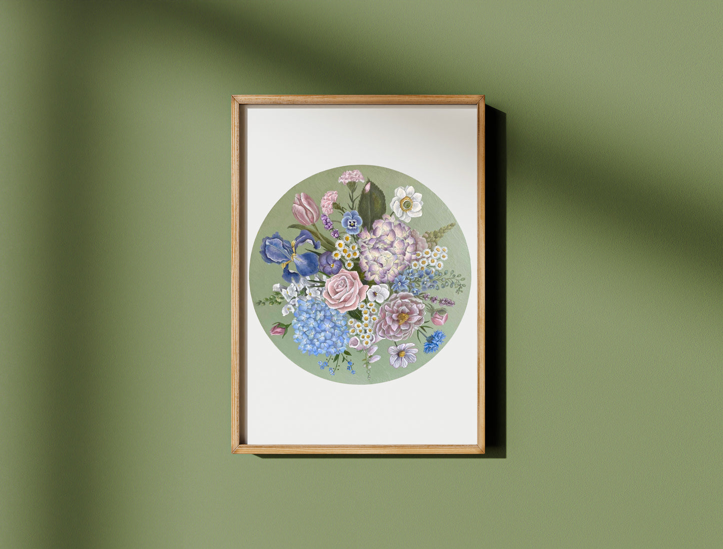 Botanical Hydrangea Bouquet Oil Painting Print