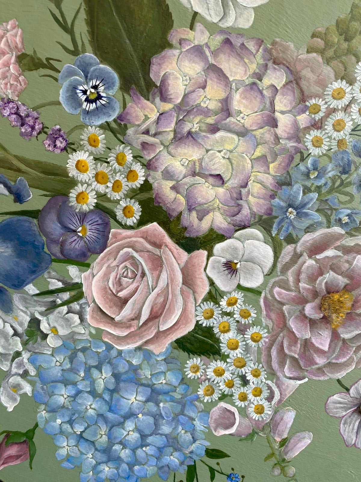Botanical Hydrangea Bouquet Oil Painting Print