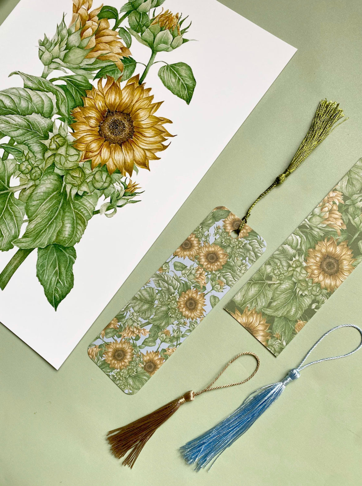 Botanical Sunflowers Watercolour Bookmark