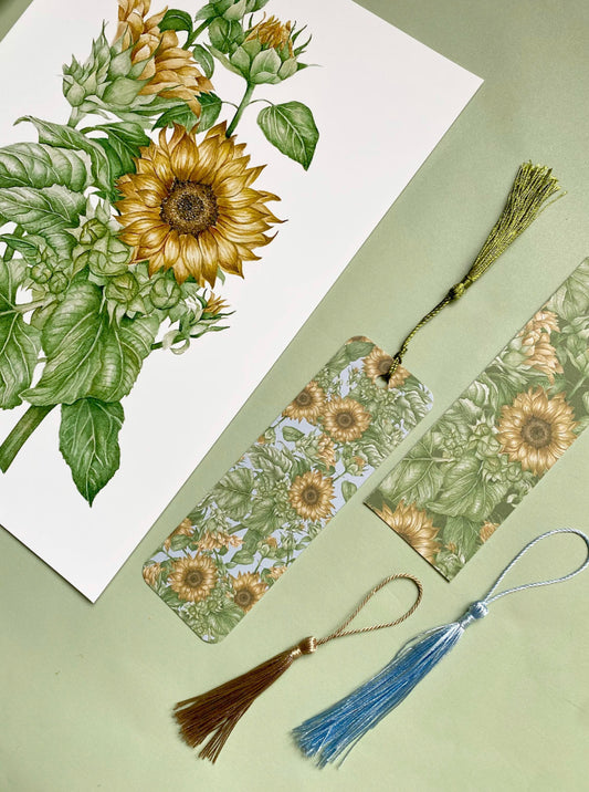 Botanical Sunflowers Watercolour Bookmark