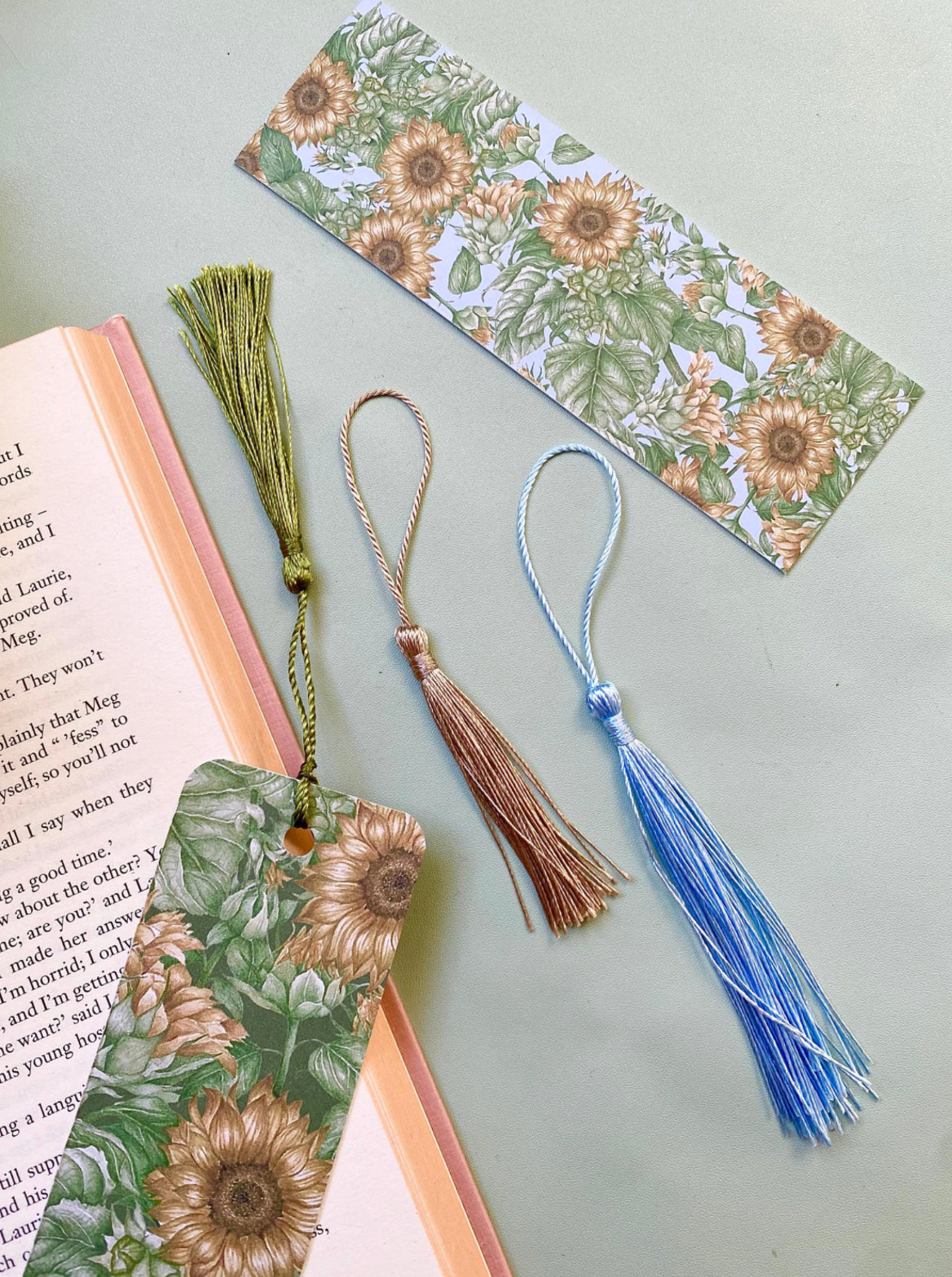 Botanical Sunflowers Watercolour Bookmark