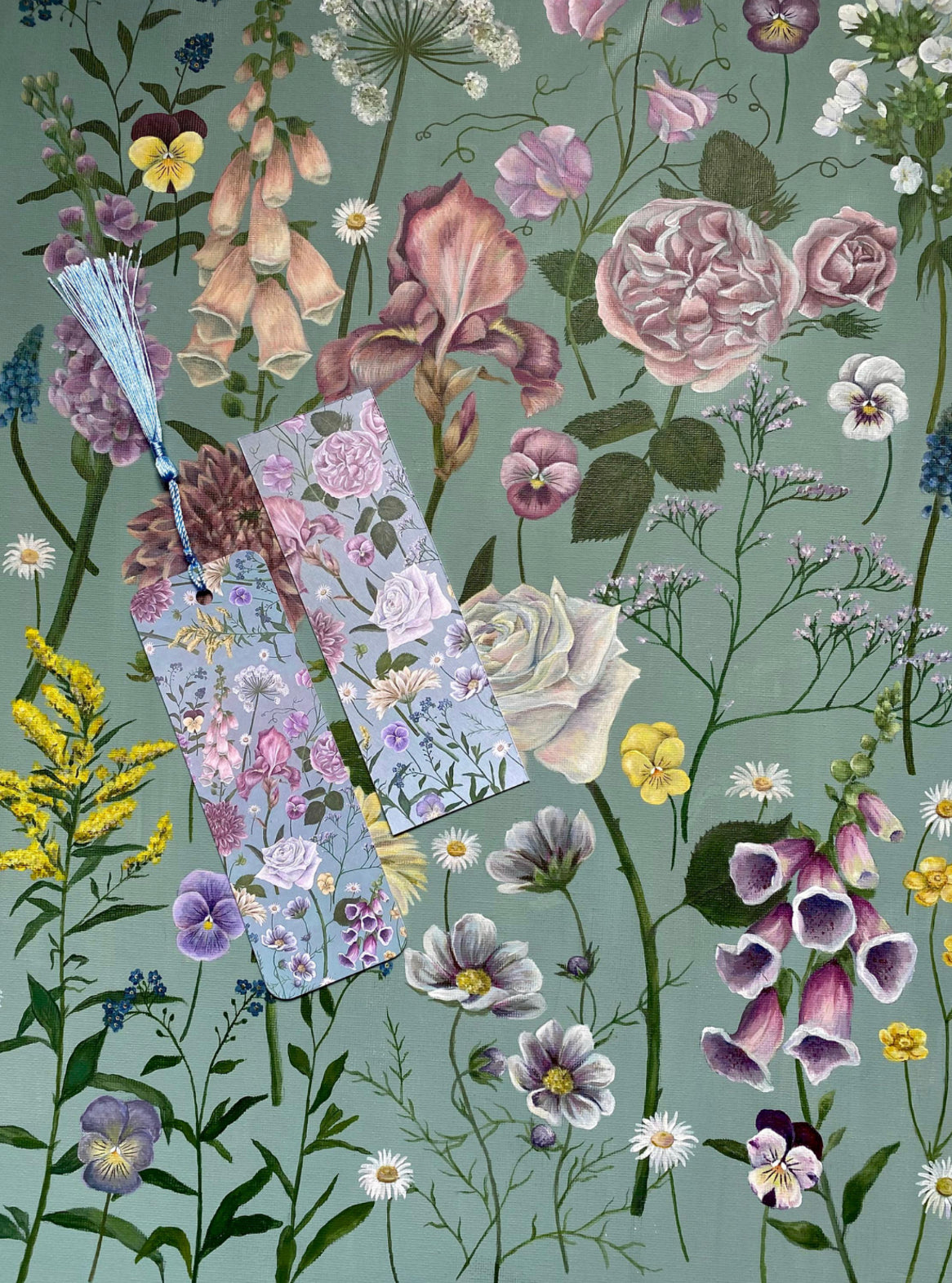 Botanical Cottage Garden Flowers Bookmark