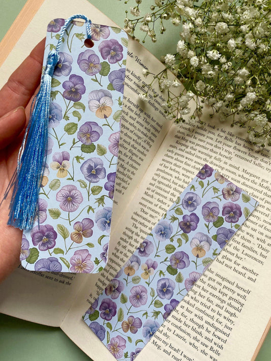 Botanical Pansies Watercolour Bookmark