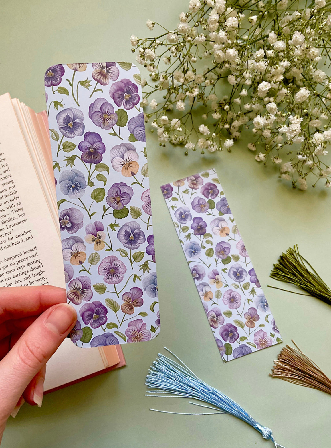 Botanical Pansies Watercolour Bookmark