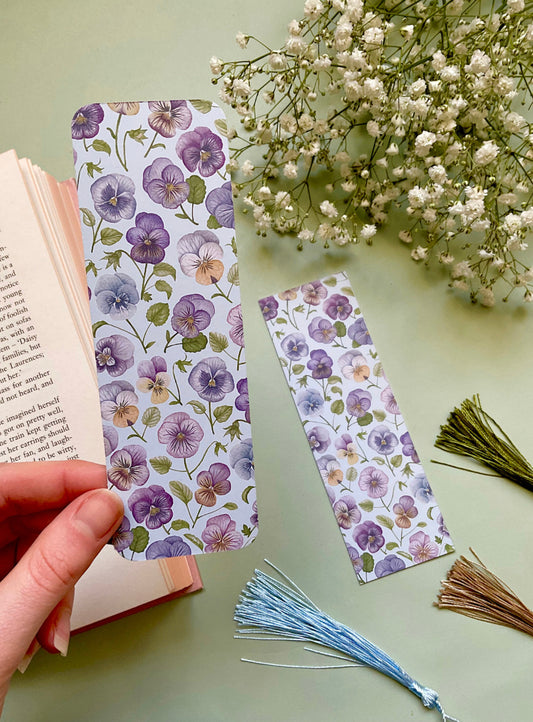 Botanical Pansies Watercolour Bookmark