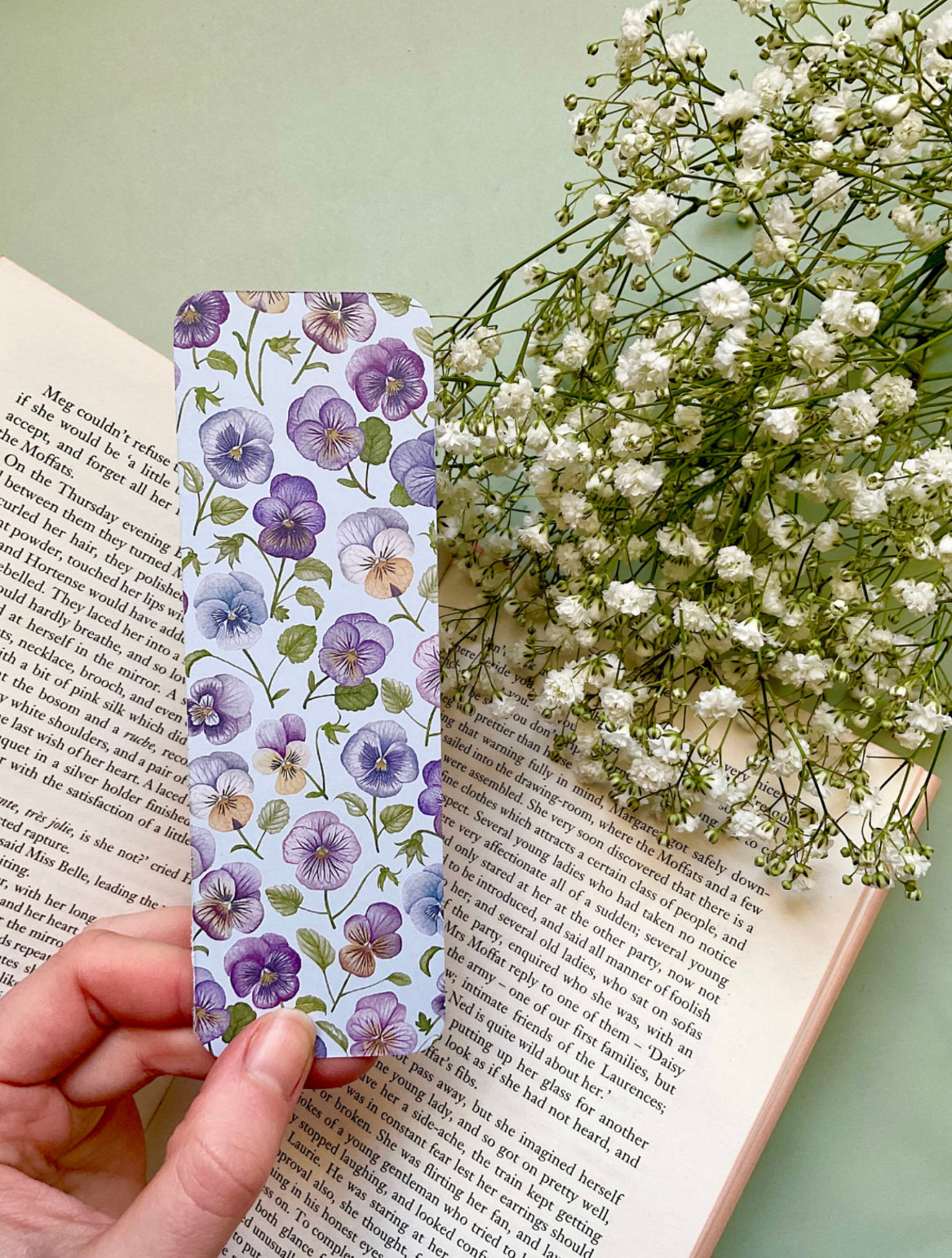 Botanical Pansies Watercolour Bookmark