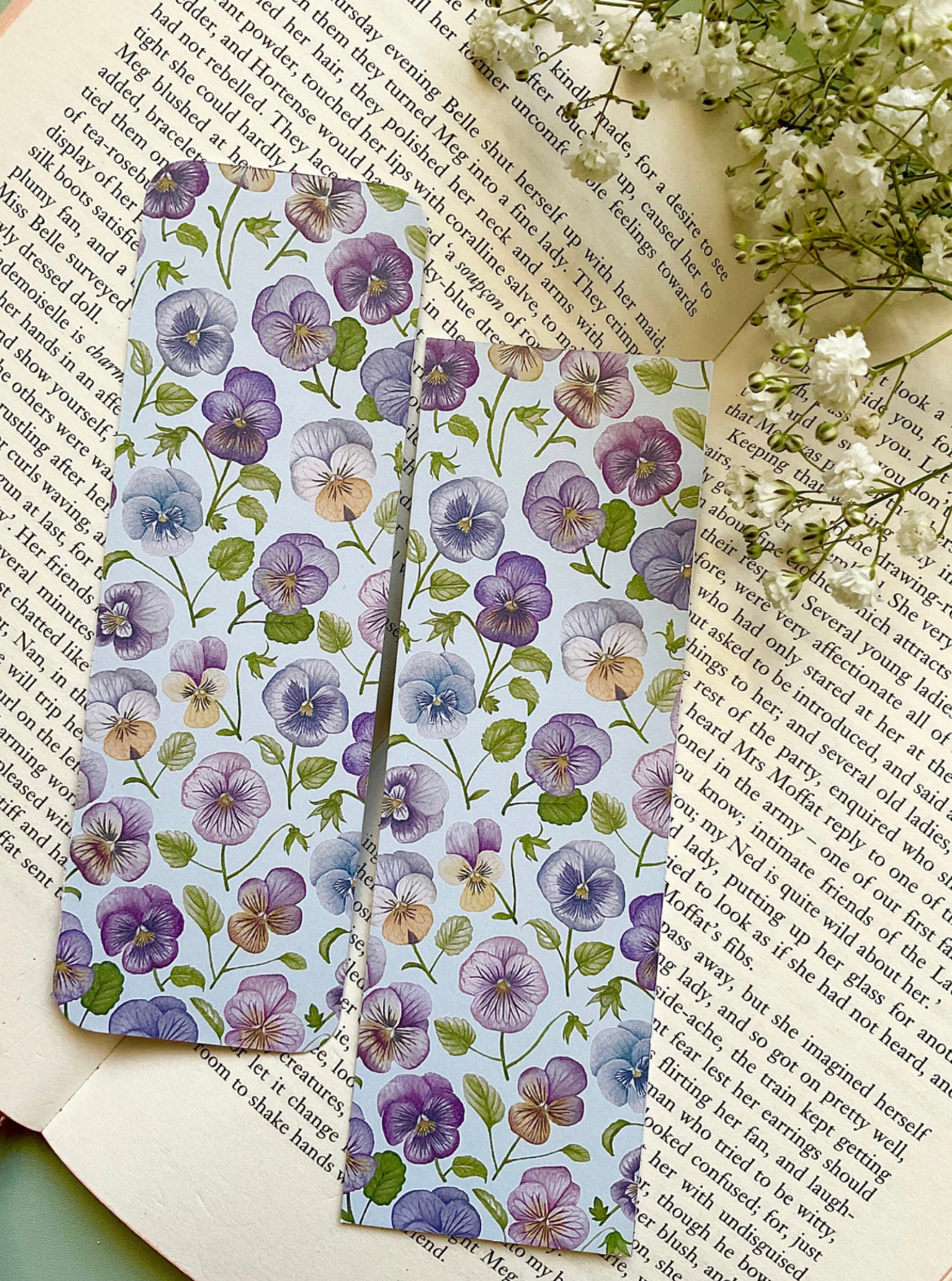Botanical Pansies Watercolour Bookmark
