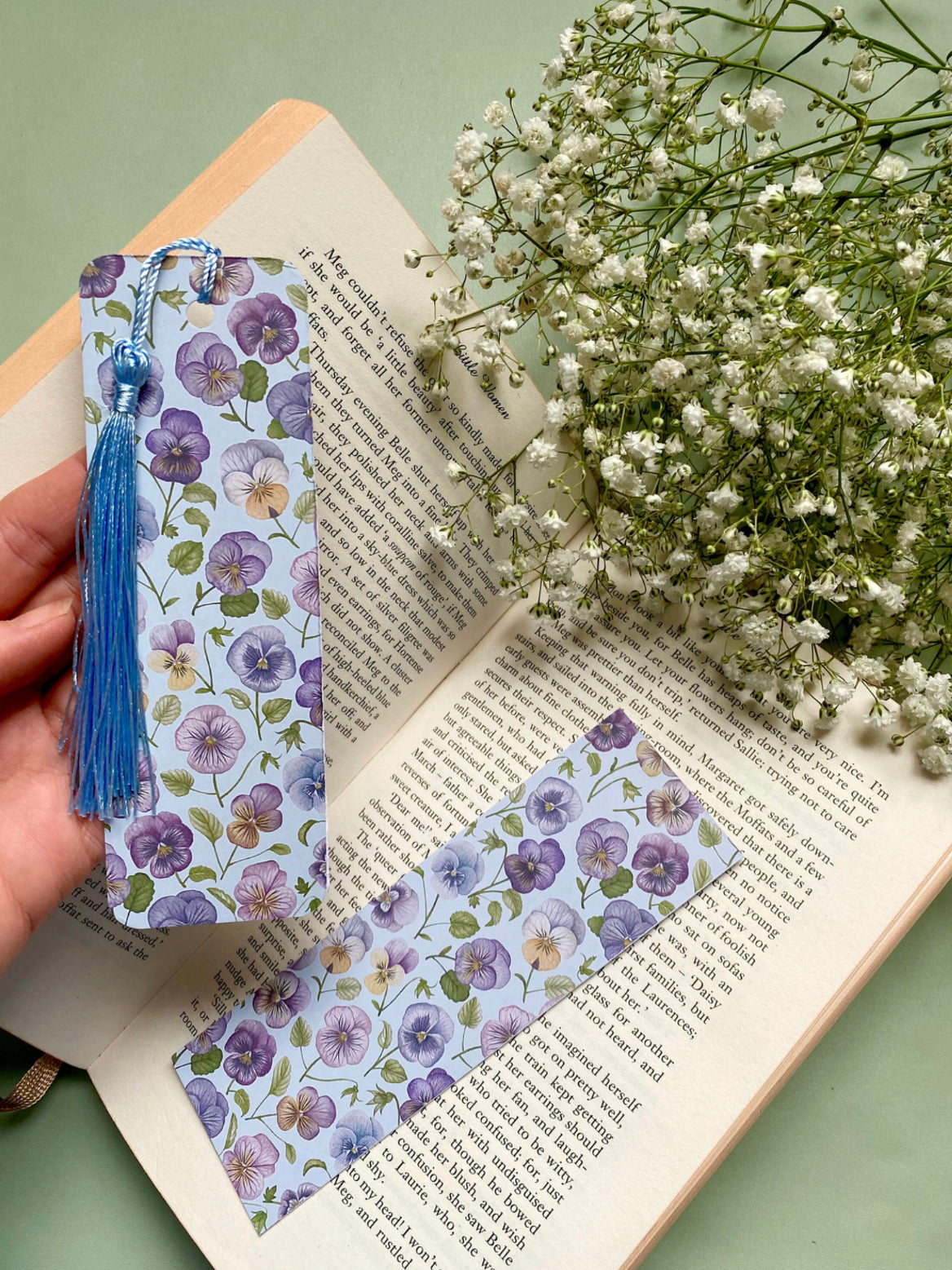 Botanical Pansies Watercolour Bookmark