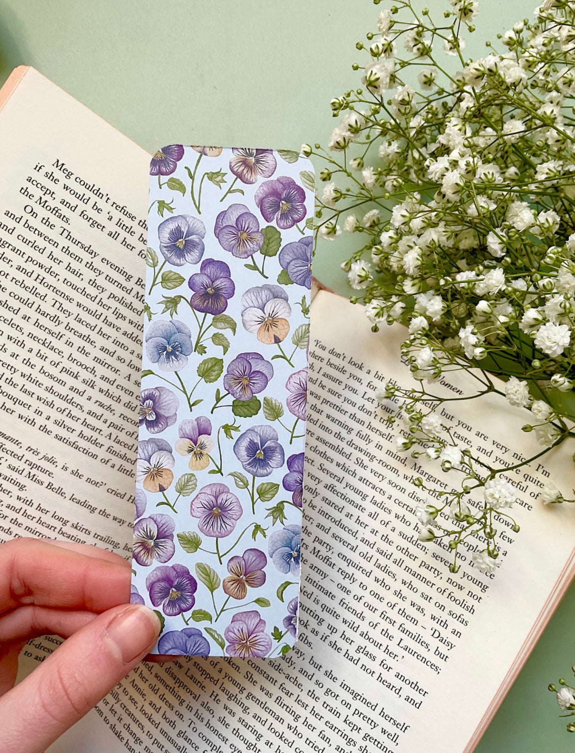 Botanical Pansies Watercolour Bookmark