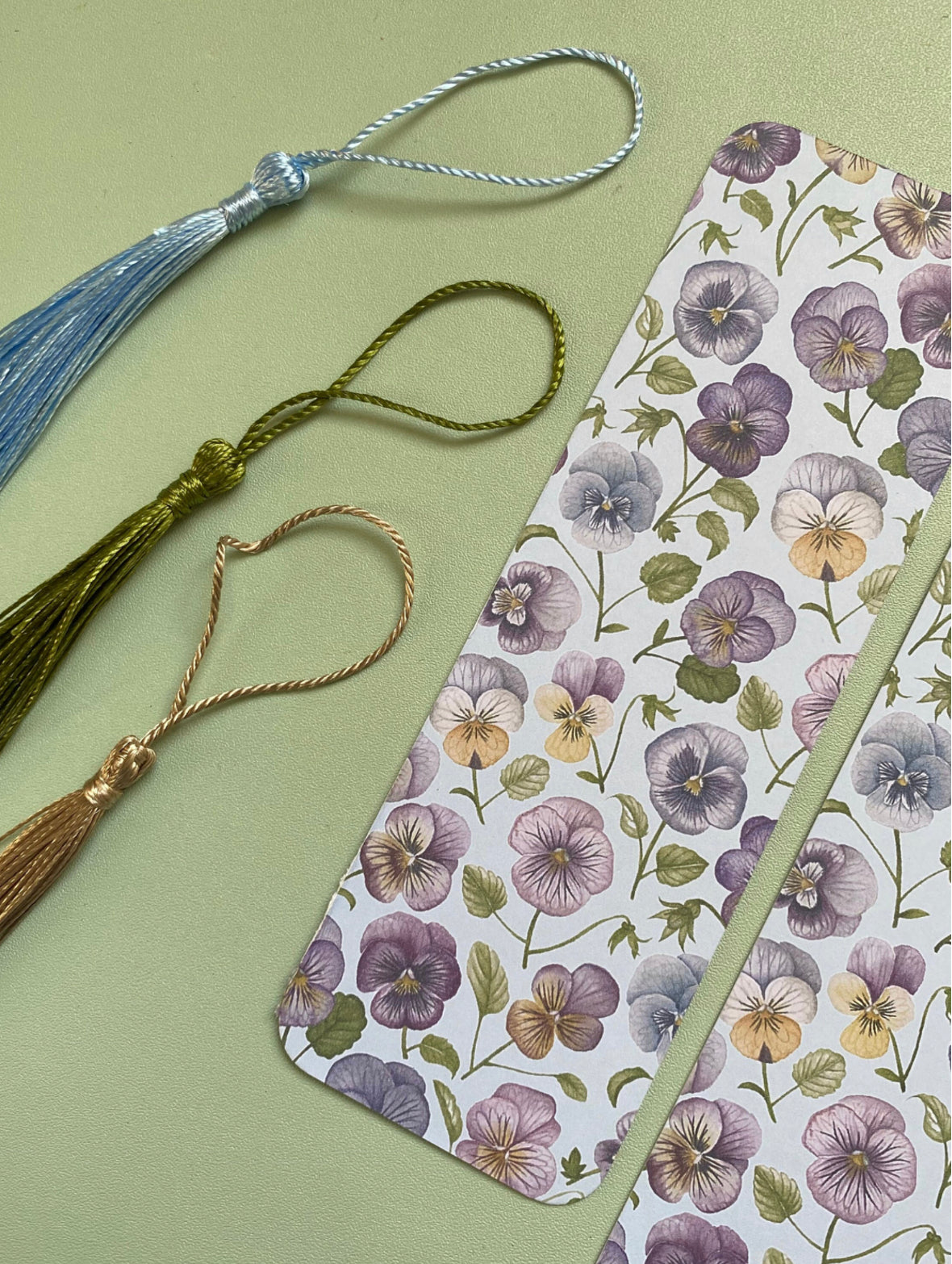 Botanical Pansies Watercolour Bookmark