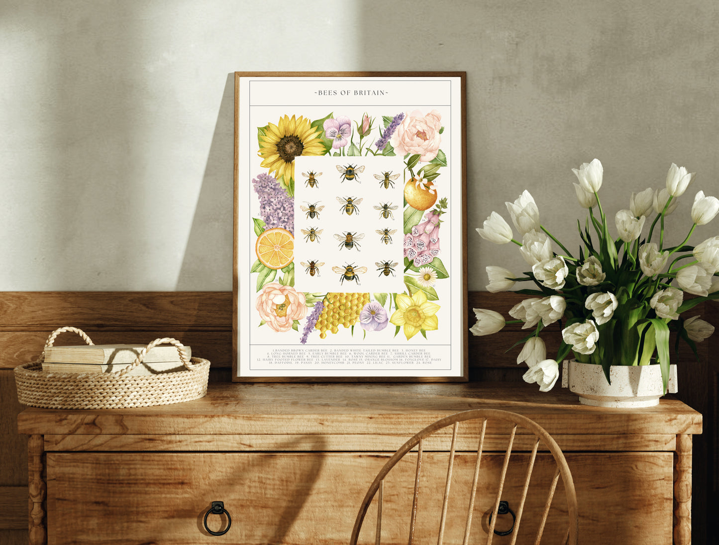 Botanical Bee Guide Watercolour Print