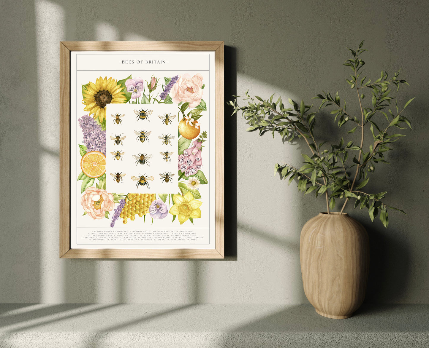 Botanical Bee Guide Watercolour Print
