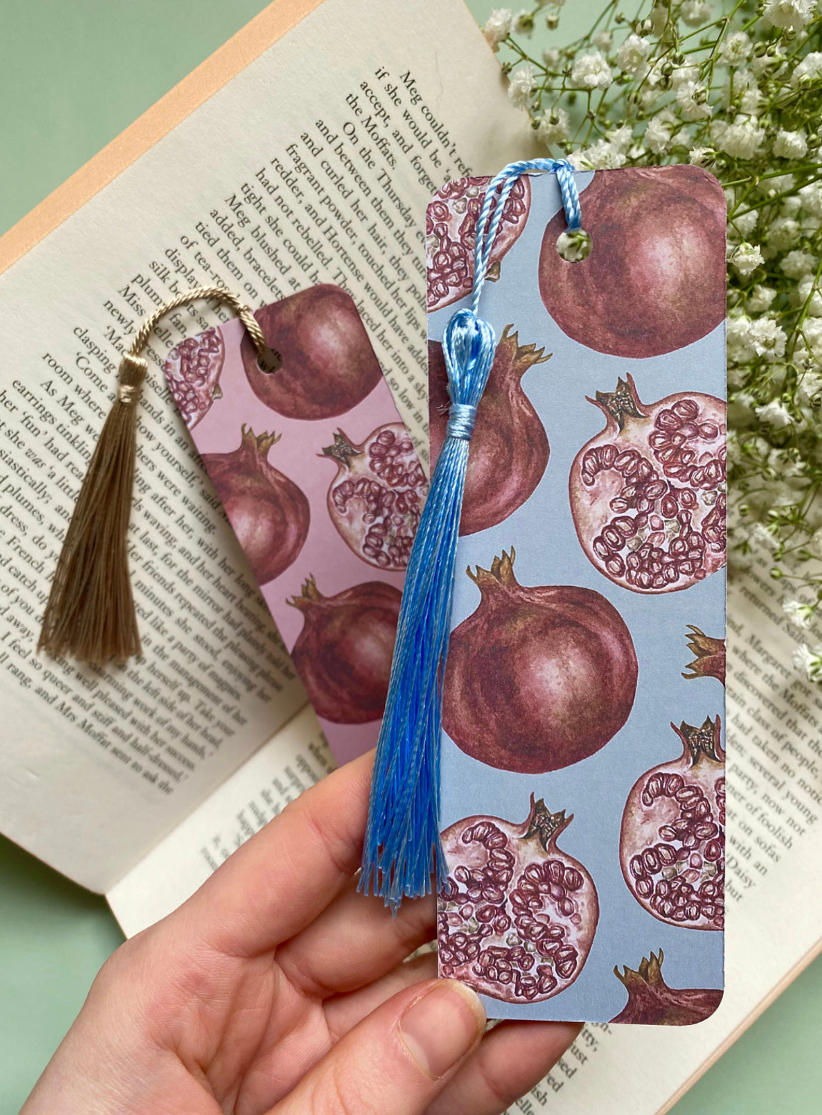 Botanical Pomegranate Watercolour Bookmark