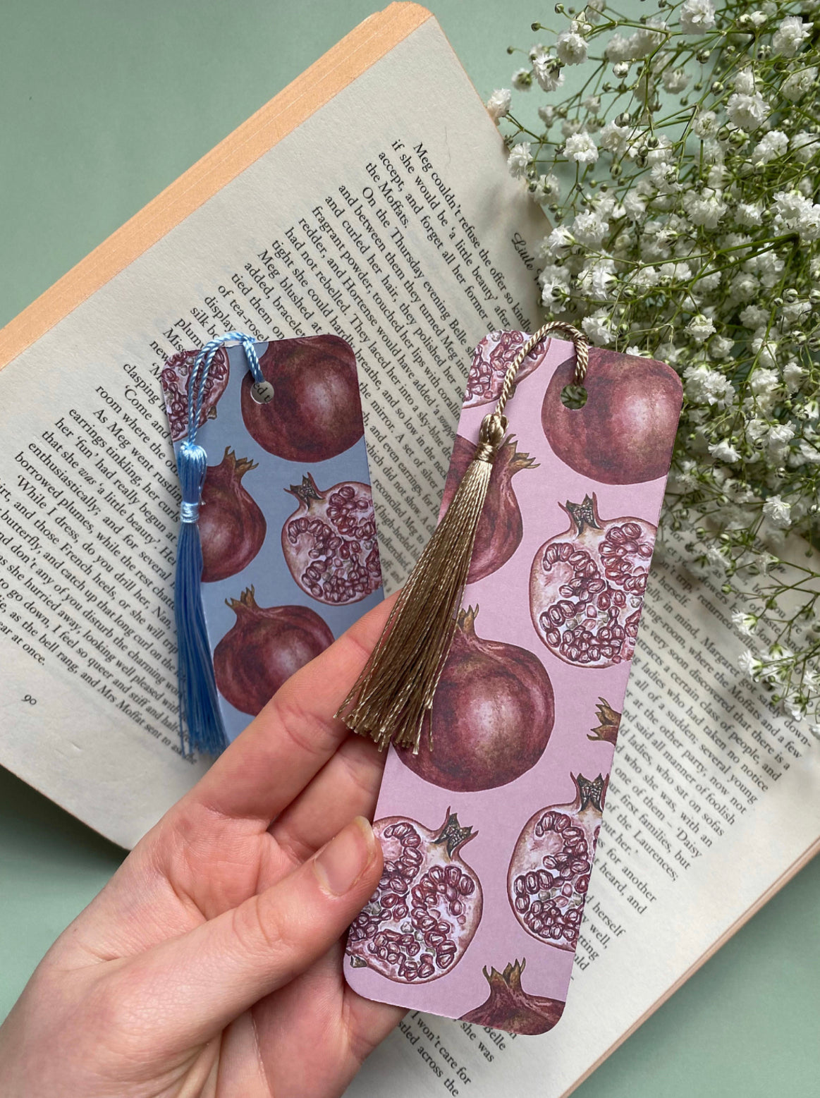 Botanical Pomegranate Watercolour Bookmark