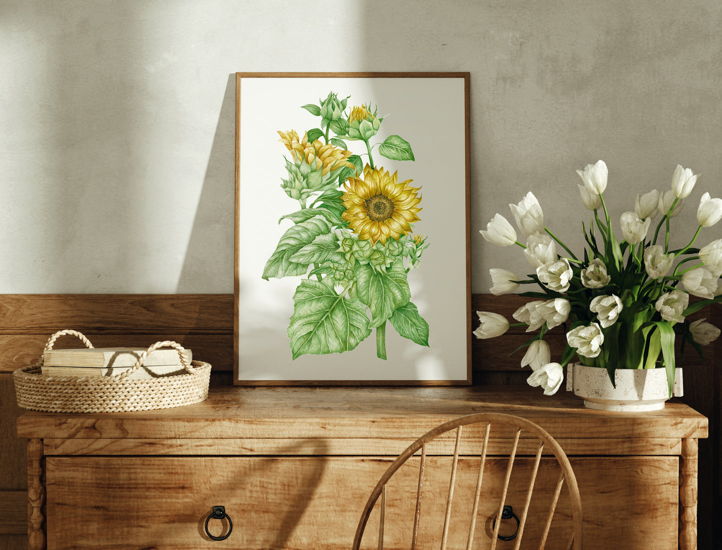 Botanical Sunflowers Watercolour Print