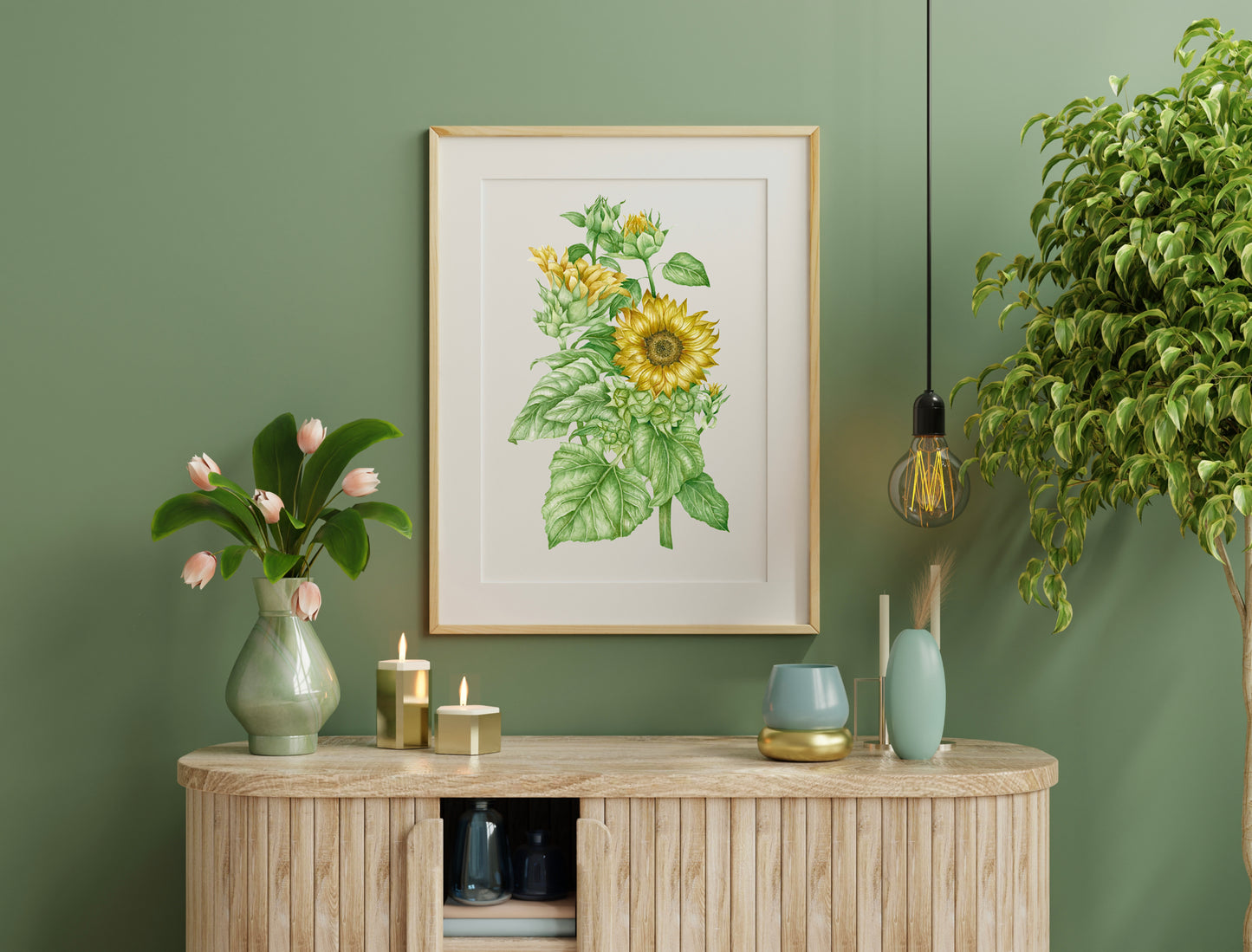 Botanical Sunflowers Watercolour Print