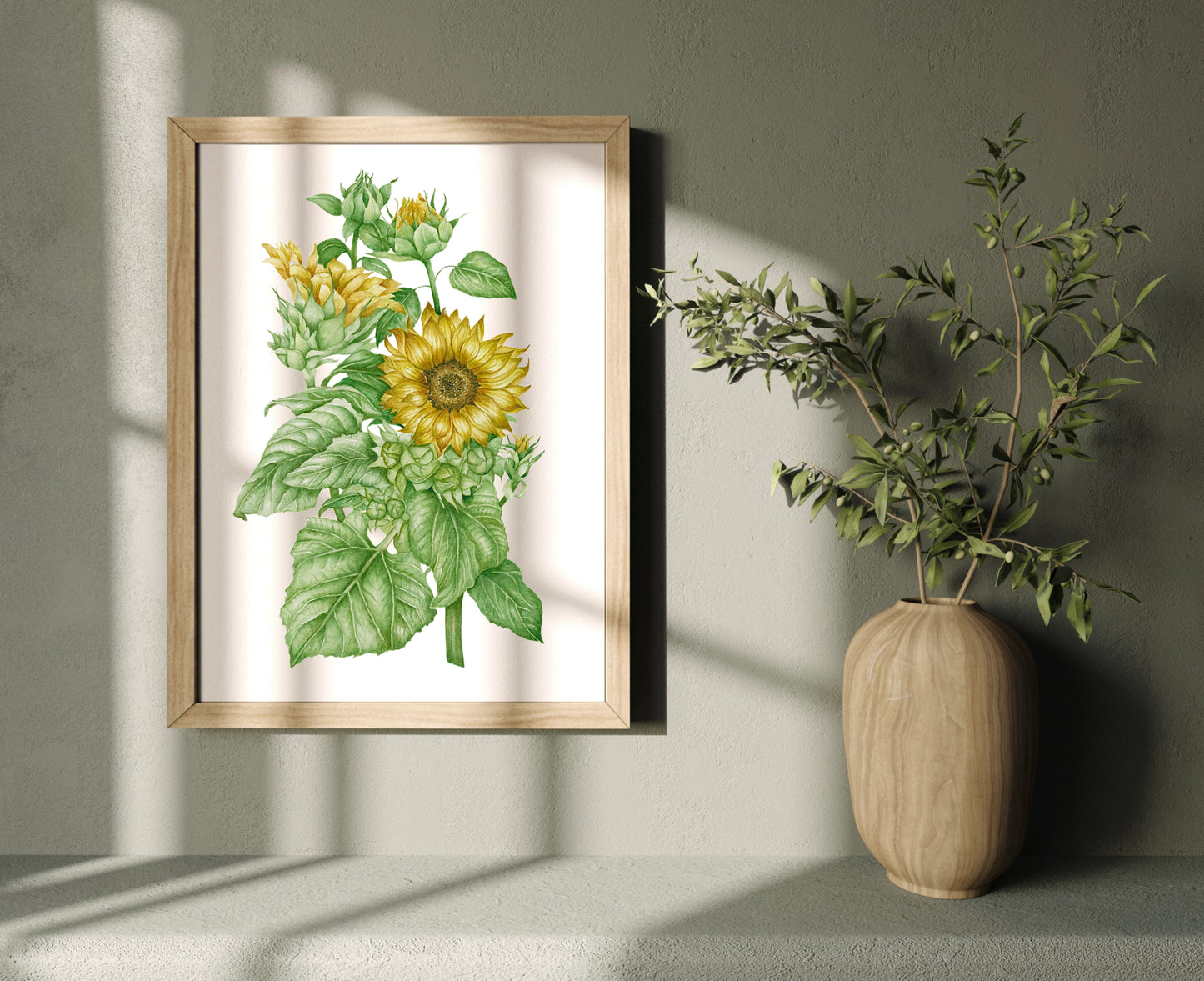 Botanical Sunflowers Watercolour Print