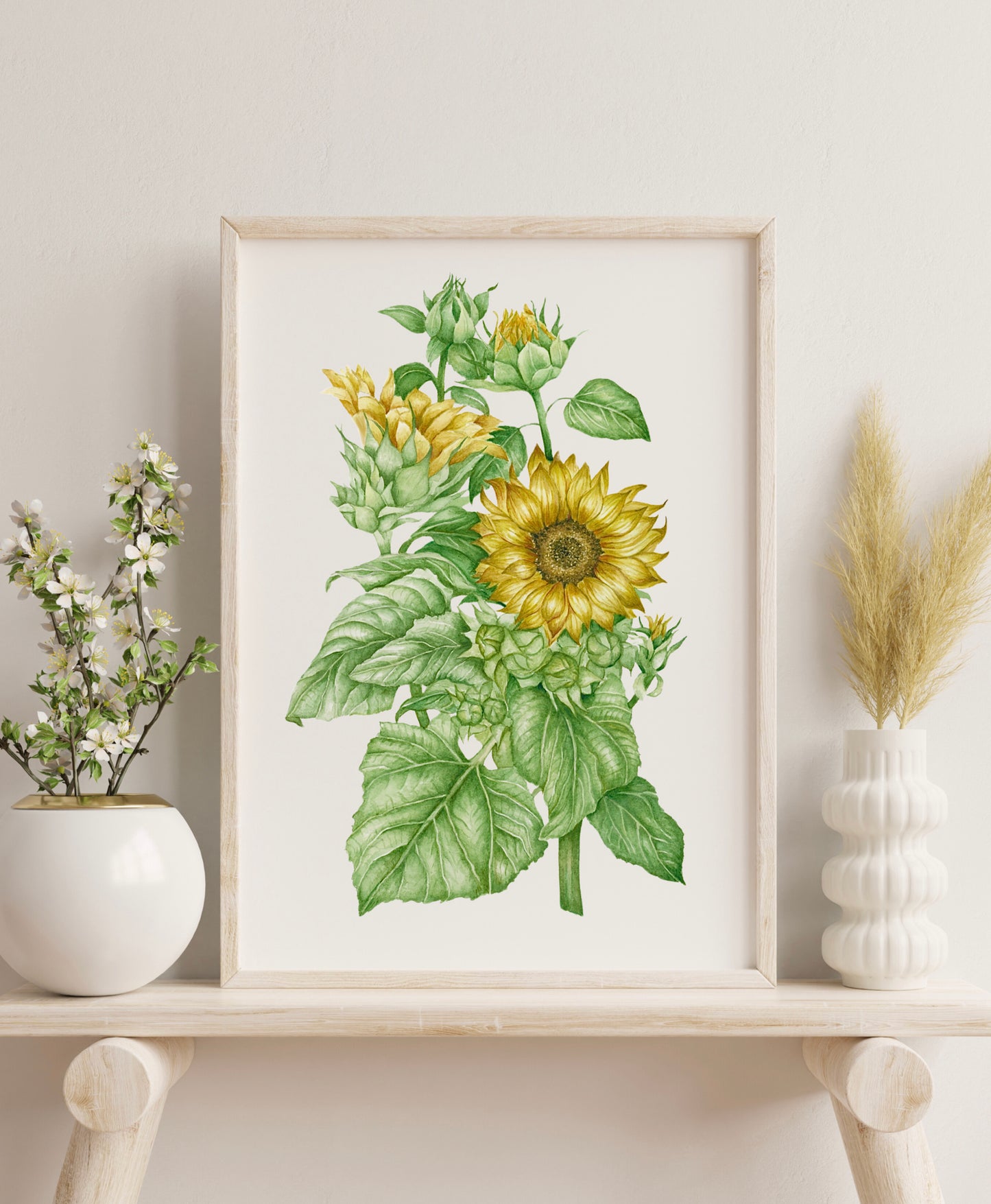 Botanical Sunflowers Watercolour Print