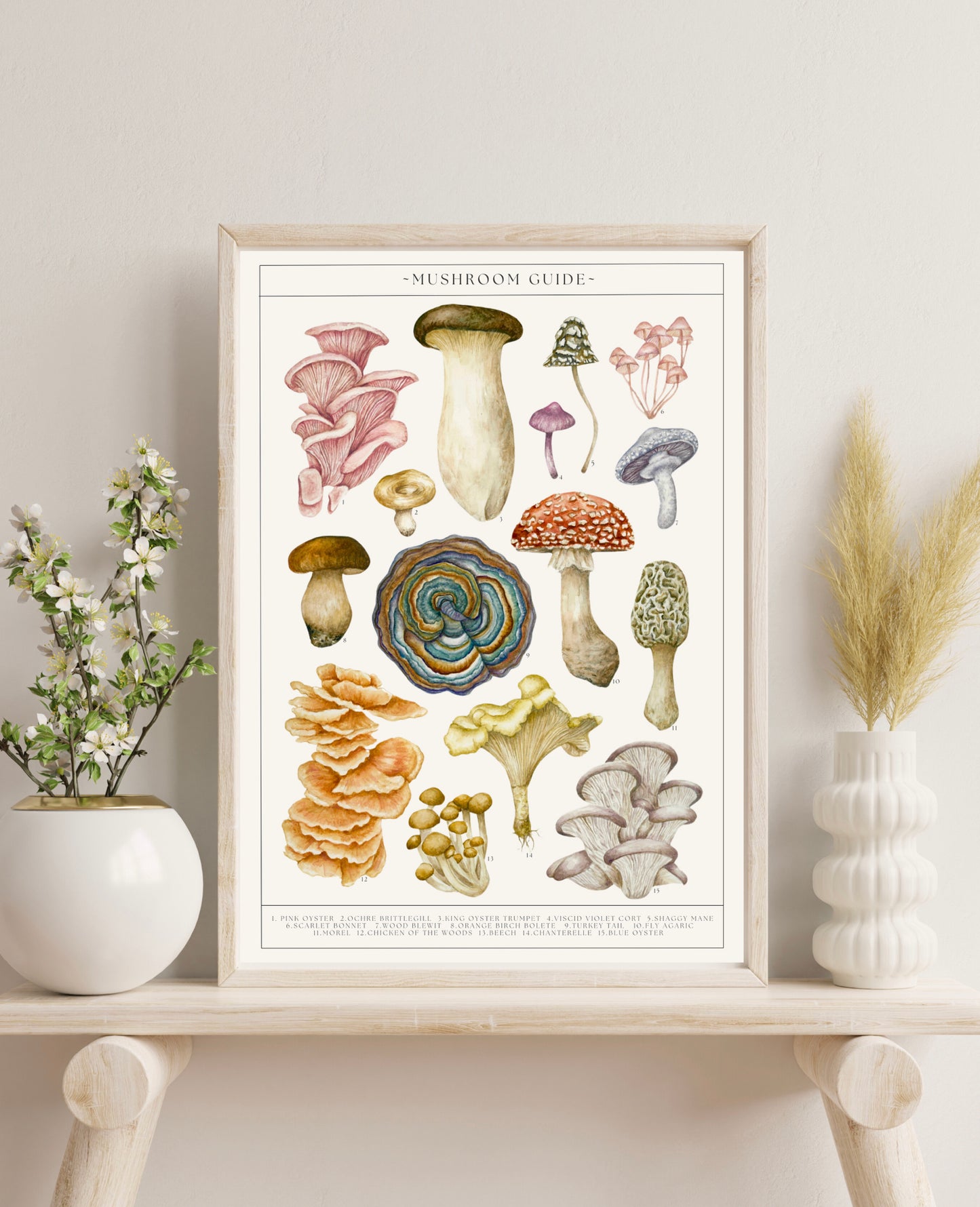 Botanical Mushroom Guide Watercolour Print