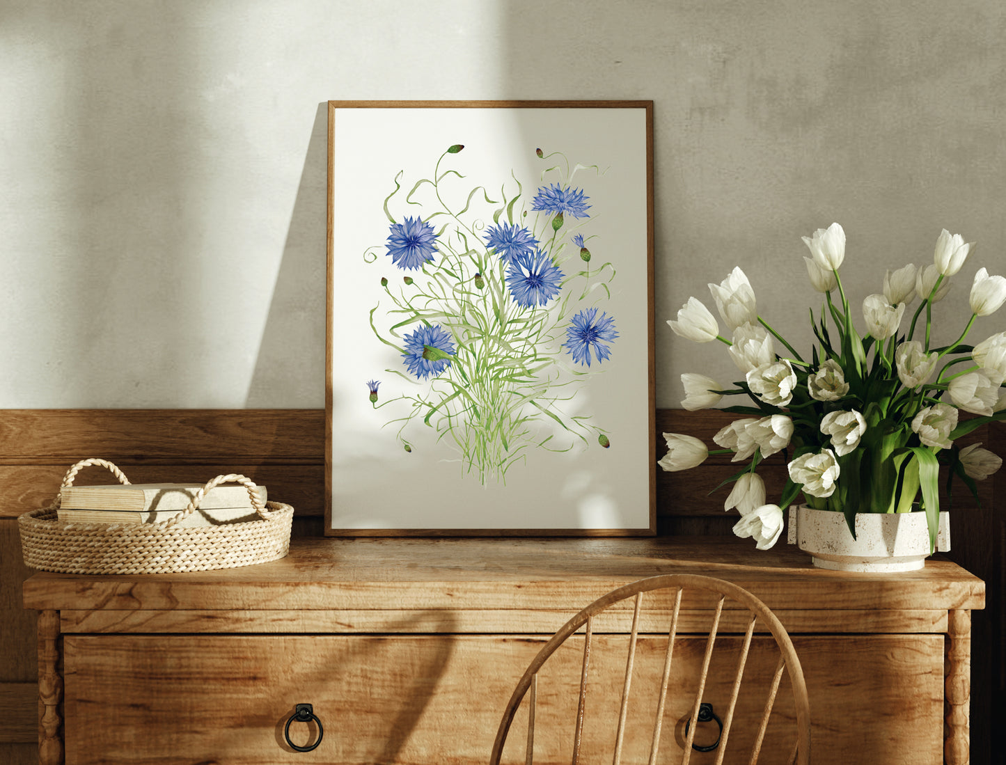 Botanical Cornflowers Watercolour Print