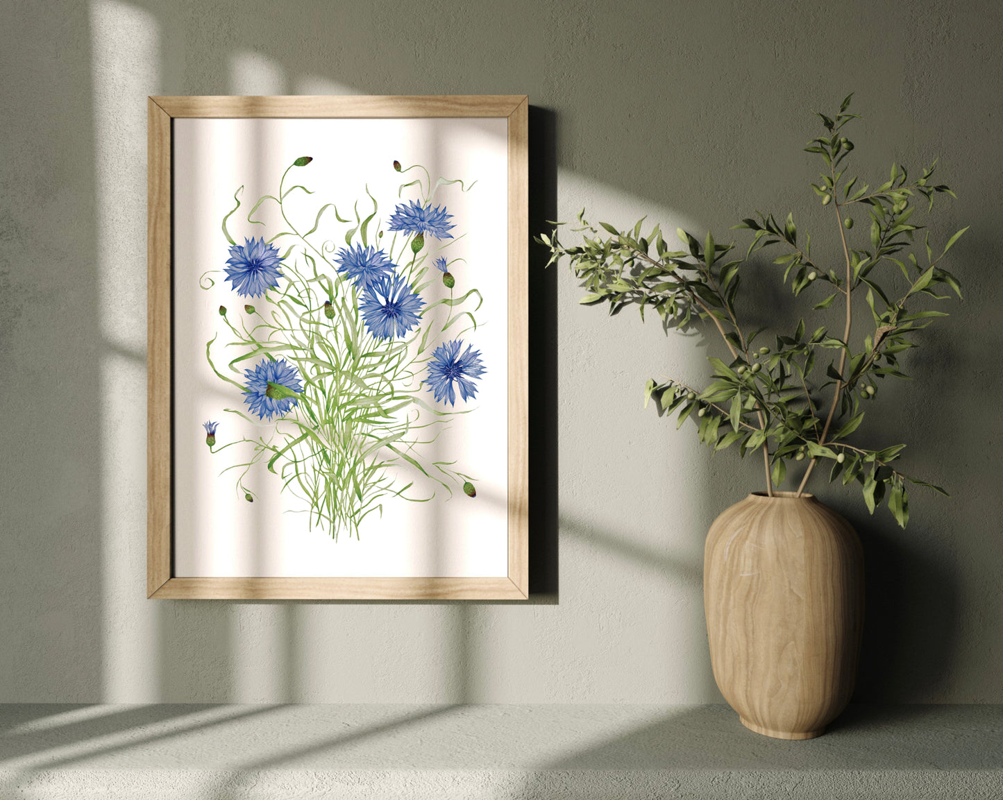 Botanical Cornflowers Watercolour Print