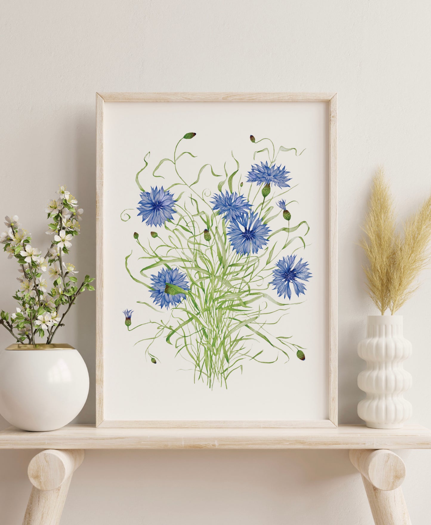 Botanical Cornflowers Watercolour Print
